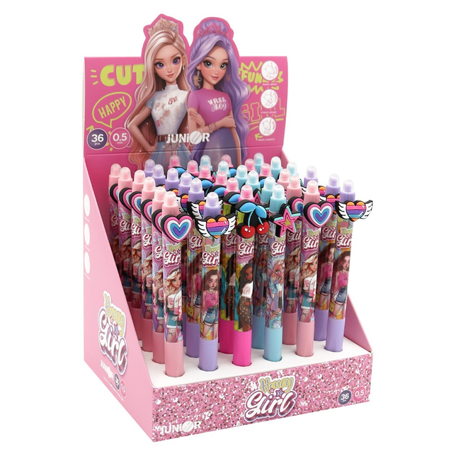 Pero gélové gumovacie JUNIOR Honey Girl 0,5 mm, modrá náplň