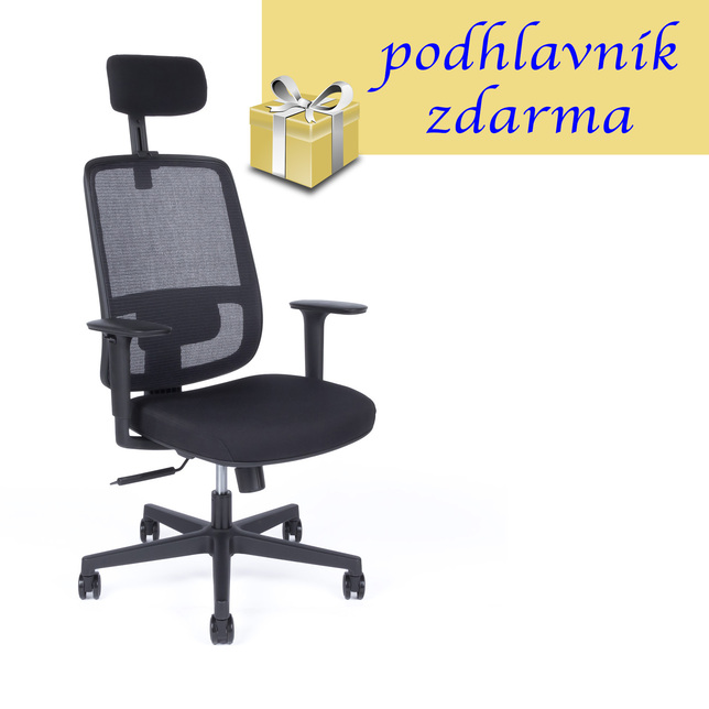KANTO SP kancelárska stolička s podhlavníkom čierna