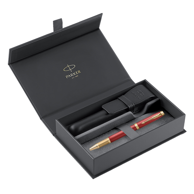 Parker IM Premium červený roller GT RB, darčeková kazeta s puzdrom