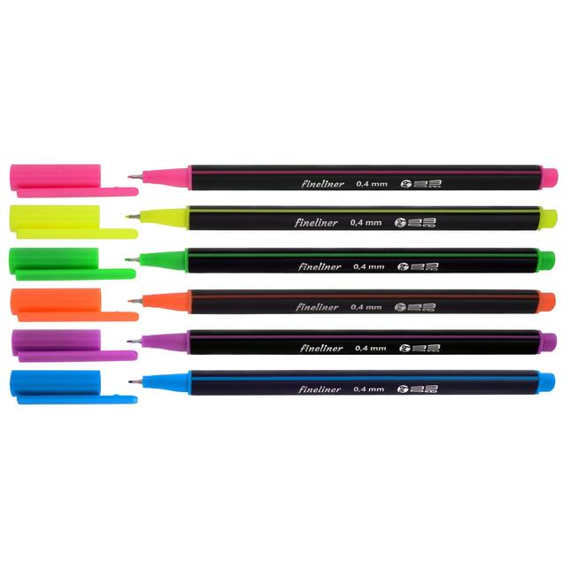 Liner 0,4mm neon sada 6ks Memobe