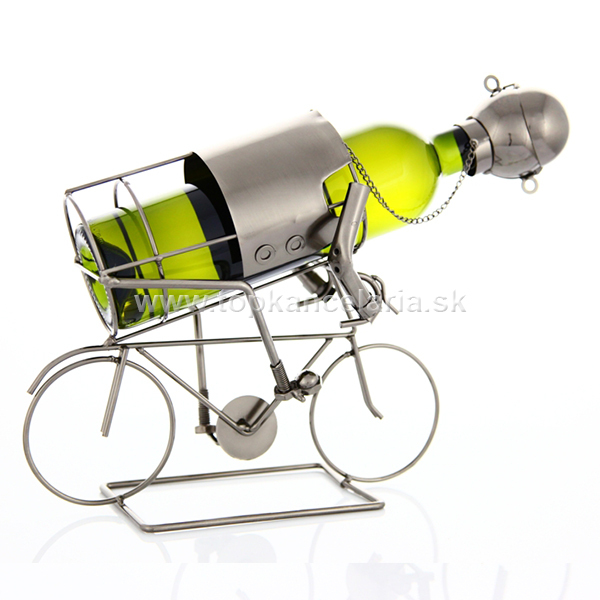 96950 Kovový stojan na víno, motív cyklista