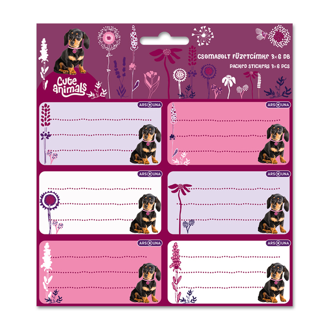 Štítky na zošity 3x6ks Puppy