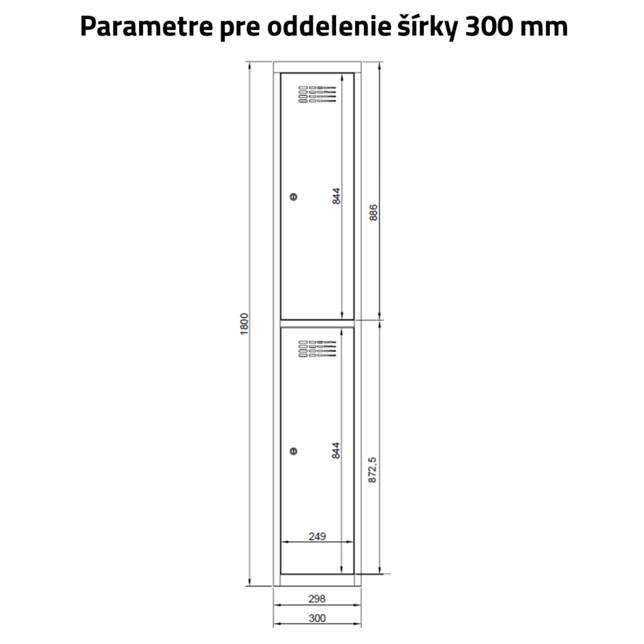 SUS332W Šatníková skriňa 6 uzamykateľnými priehradkami 180x90