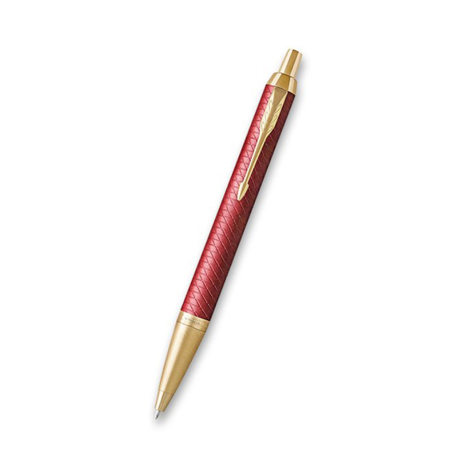 Parker IM Premium červené rastr. pero so zl. klipom GT BP, darčeková kazeta..