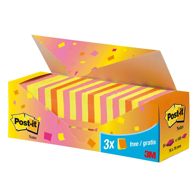 Bločky Post-it Super Sticky 76x76mm mix neón farieb, zvýhodnené balenie