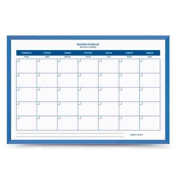 TM64LNPM Mesačná plánovacia tabuľa modrá 60x40