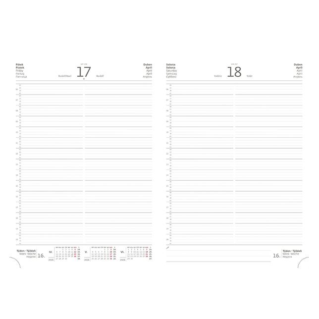 PRINT CLASSIC diár denný A4 anglická červená 2026 DP412-05-26