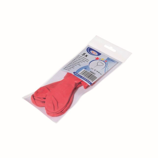 Nafukovací balónik tvar srdca pr.55cm červený bal. 5ks 59001