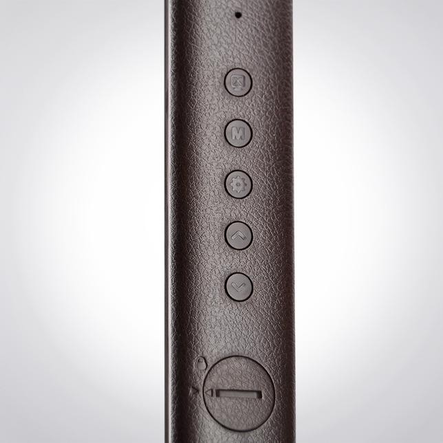 WO45H Led stolová lampa s displejom 9W, hnedá imitácia koža