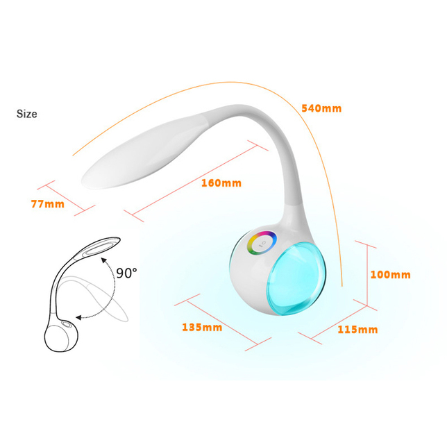 WO39 Led stolová lampa 256 farieb 6W, biela