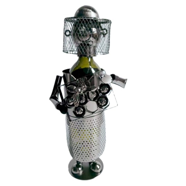 10392 Kovový stojan na víno, motív včelár