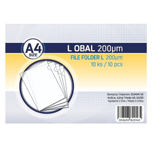 Obal typu L, A4 číry 200mic DUM bal.10ks