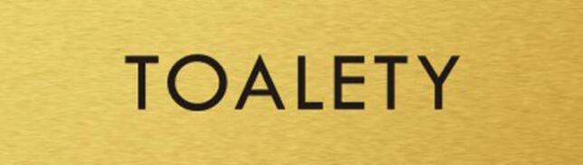 Štítok na dvere zlat.mat. 4x14cm text / TOALETY