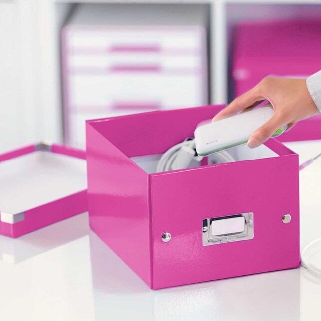 604223 Škatuľa stredná Click &amp; Store ružová WOW