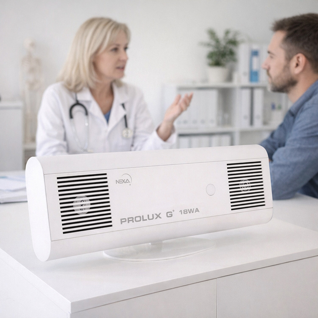 Germicídny žiarič PROLUX G18W stolový biely Horizontál