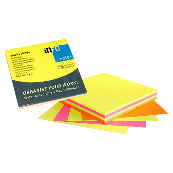 GN365439 Samolepiaci bloček neon mix 75 x75mm /100list.