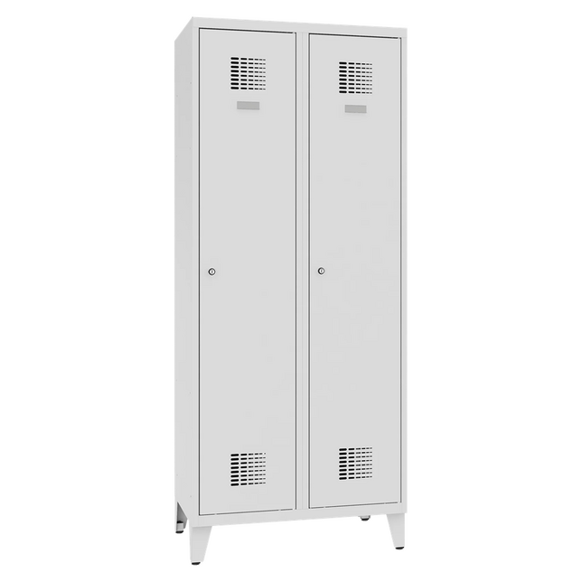 SUM421W kovová šatňová skriňa dvojdielna s medzistenou a nožičkami 194 x 80 x 49 cm