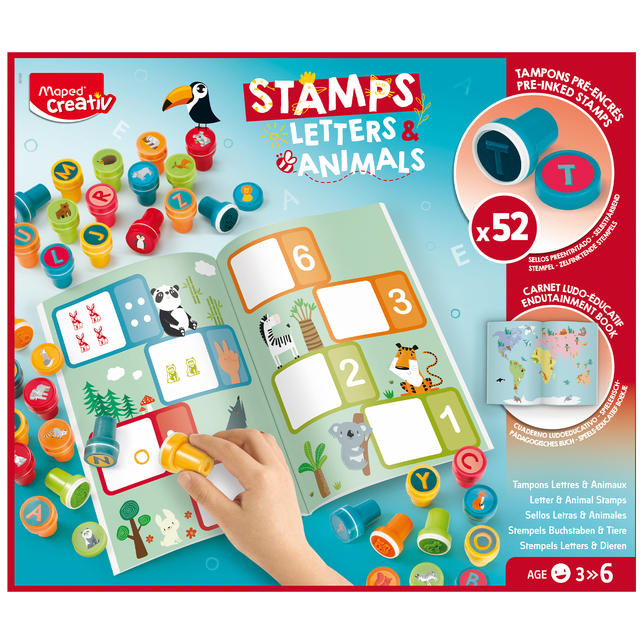 Kreatívna súprava Maped Stamps Alphabet &amp; Animals 52 ks pečiatok