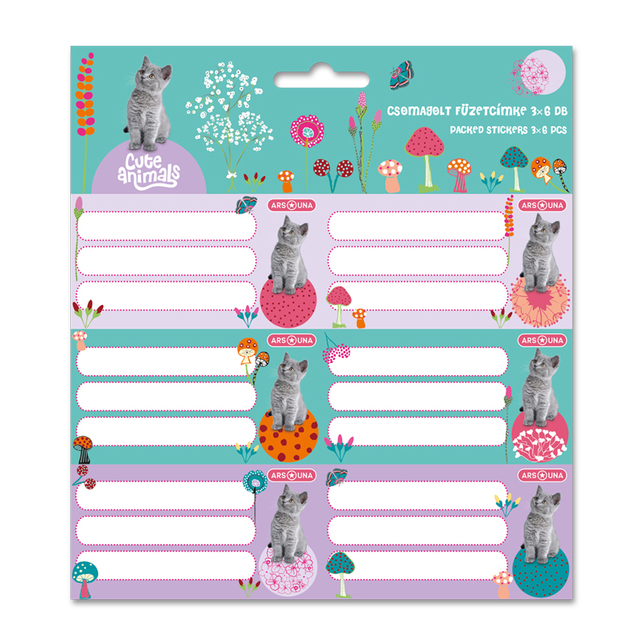 Štítky na zošity 3x6ks Kitten