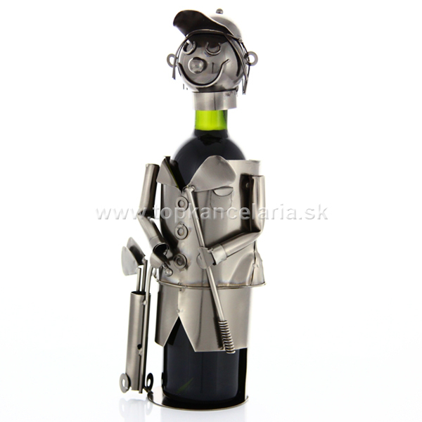 96937 Kovový stojan na víno, motív golfista