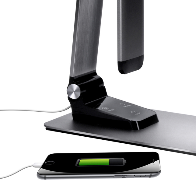 WO51S Led stolová lampa stmievateľná 11W, brúsený hliník