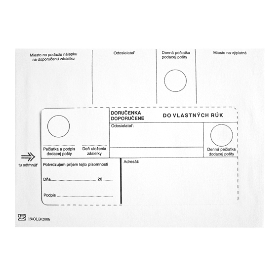 Obálky B6 Doporučene Do vlastných rúk