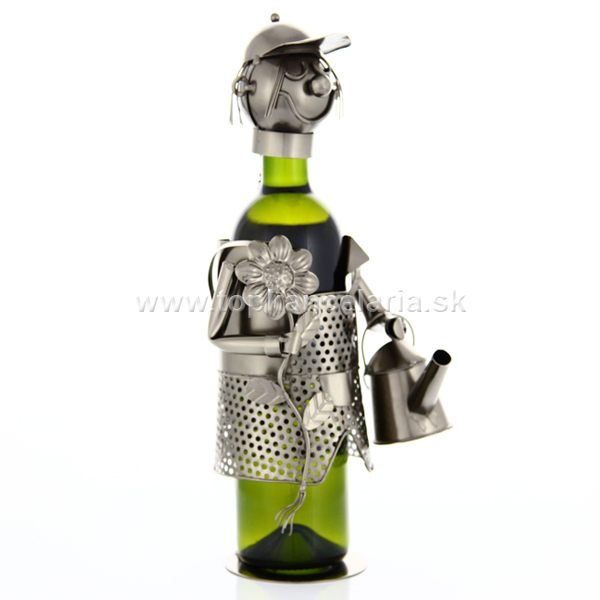 96293 Kovový stojan na víno, motív záhradník