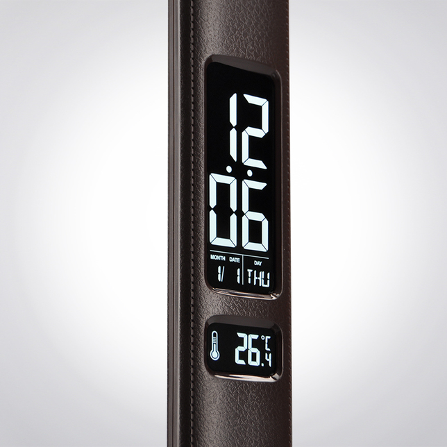 WO45H Led stolová lampa s displejom 9W, hnedá imitácia koža