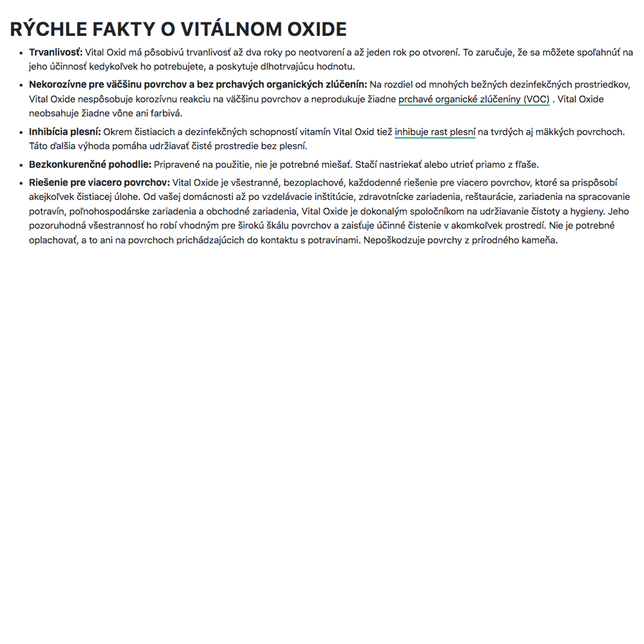 Dezinfekčný prípravok VitalOxide 500ml s rozprašovačom