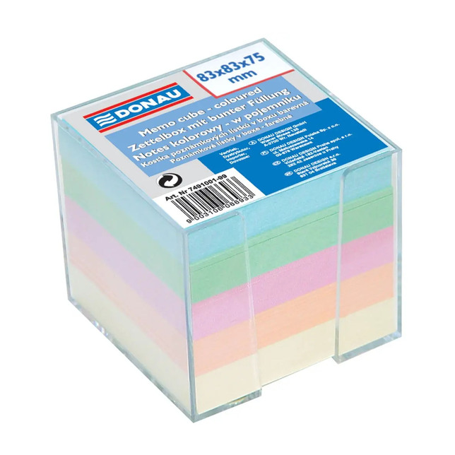 Poznámková kocka farebná nelepená v zásobníku 83x83x75mm 491001
