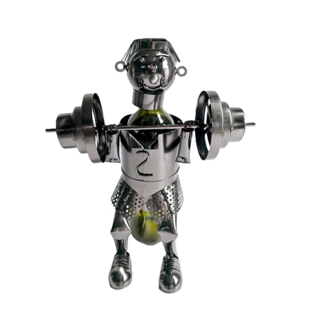 98236 Kovový stojan na víno, motív kulturista