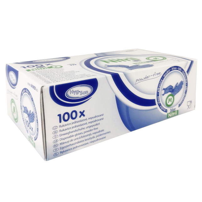 Rukavice nitrilové modré nepudrované M bal.100ks