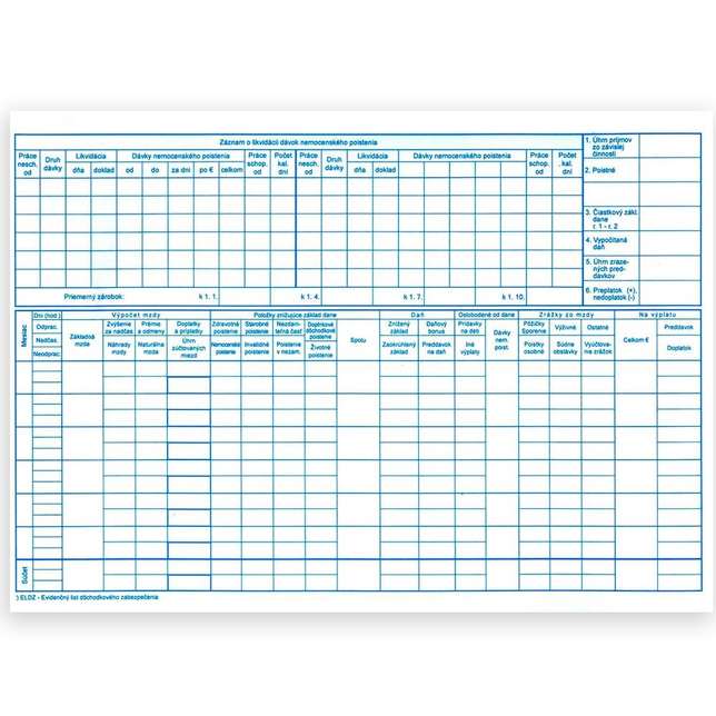 071 Mzdovy list A4 karta