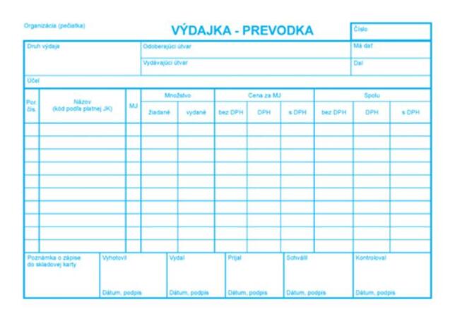 050 Vydajka prevodka s DPH A5/100 list.