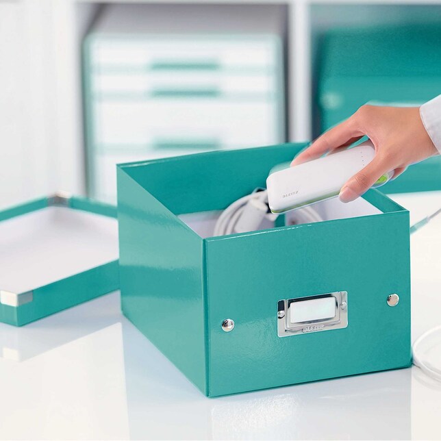 604251 Škatuľa stredná Click &amp; Store ľadová modrá WOW