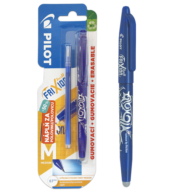24033 Pilot Frixion Ball 0,7mm + náplň, modré gumovacie pero