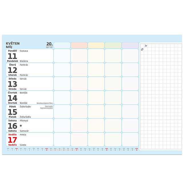 Kalendár týždenný stolový MAXI Rodinný plánovací S36-26 / 2026