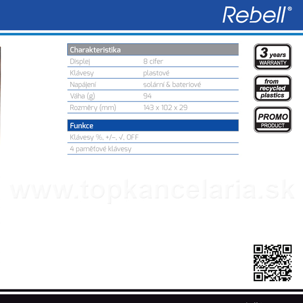 Rebell Panther 8 stolová kalkulačka s 8 miest.displej