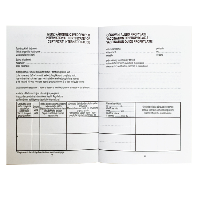 619 Medzinárodný očkovací preukaz