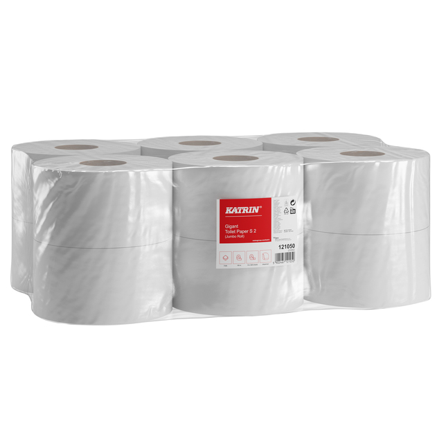 121050  Katrin toaletný papier Jumbo S2 bal.12ks pr.19x9.5cm, 2 vrstvový