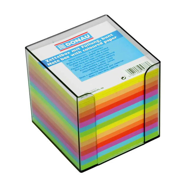 Poznámková kocka farebná nelepená v zásobníku 95x95x95mm 492099