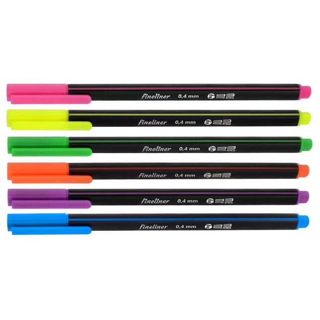 Liner 0,4mm neon sada 6ks Memobe
