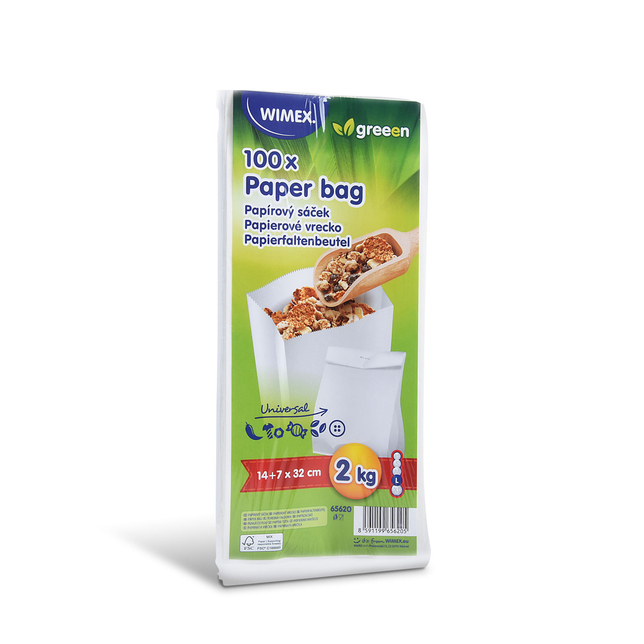 Papierové vrecko biele 14+7 x 32cm bal.100ks