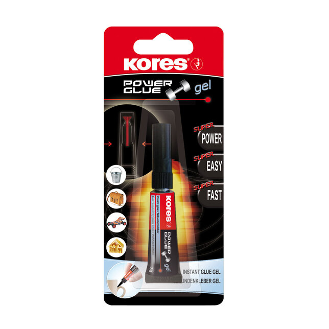 Sekundové lepidlo Kores Power Glue Gel 3g gelové