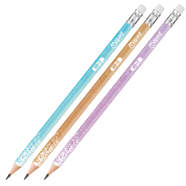 Ceruzka trojhranná HB s gumou Maped Black Peps Glitter